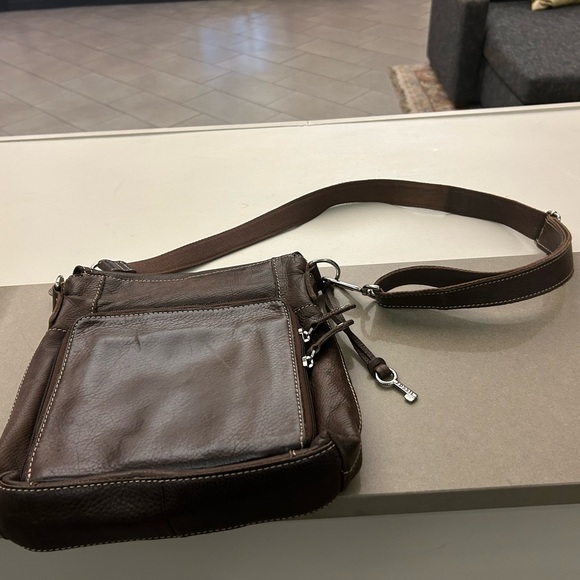 FOSSIL Brown Leather Crossbody Bag-very nice leather - Picture 2 of 6